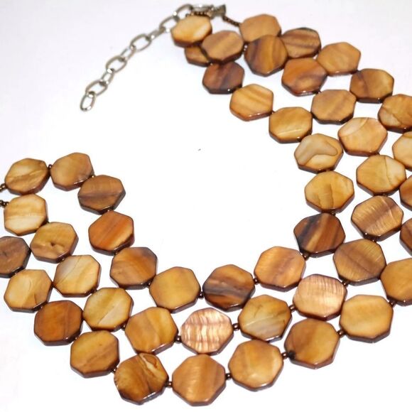 Vintage fantastic Mother of Pearl Shell Beaded necklace Statement piece - Picture 1 of 2